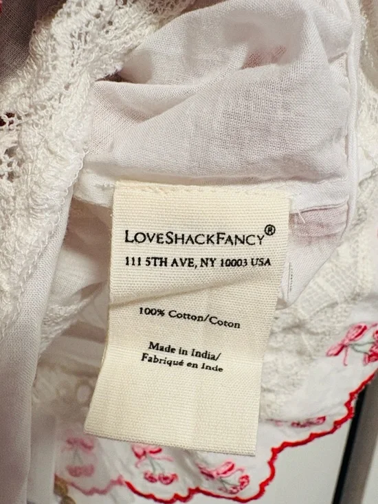 NWT [LoveShackFancy] Vietta Embroidered Cherry Lace Crop Top White Women’s XS - Picture 13 of 14